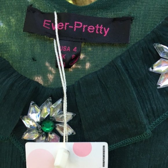 Feminine, NWT, Shimmering, Dark green. Party dress M - Picture 6 of 11